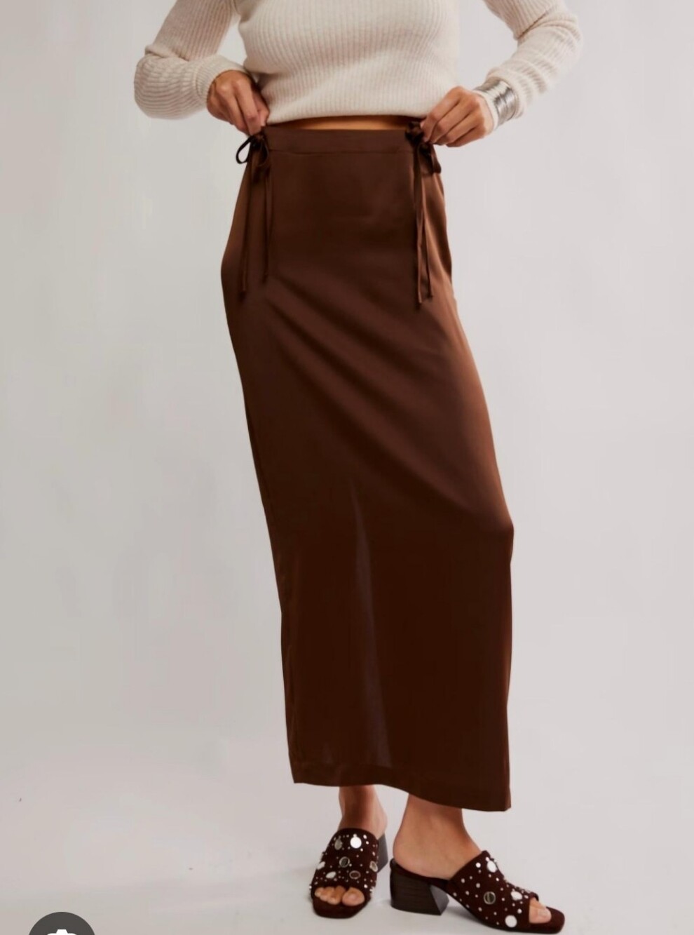 FREE PEOPLE I NWTUS 2 (28W) Rosetta Satin Maxi Skirt I rich espresso brown I $98